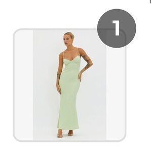 Selfie Leslie Green Sage Maxi spaghetti strap dress. Size large. Never worn